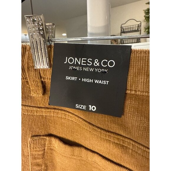 Jones & Co Womens High Waist Corduroy Pencil Skirt Office Size 10 Brown NWT - Picture 5 of 7
